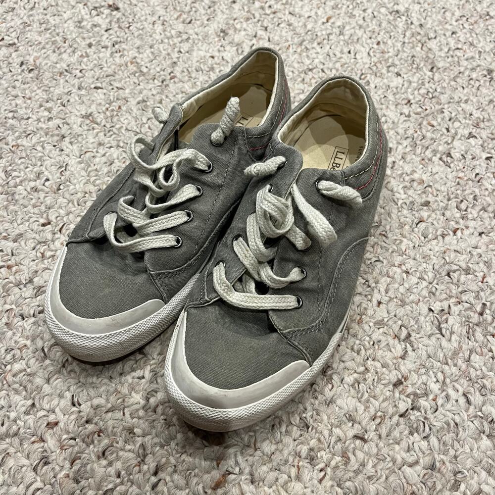 LL Bean Sunwashed Canvas Slip on Sneakers Sz 8 Womens Green Casual Preppy